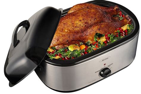 Stovetop roasters - 20qt Turkey Roaster Oven, 24lb Electric Roaster w/Self-Basting Lid and Removable Pan & Rack, 150°F-450°F Temperature Controls, Electric Roaster Oven for Roasting, Grilling, Baking，Easy Clean, Silver. 20. 50+ bought in past month. $9999. Save 8% with coupon. 